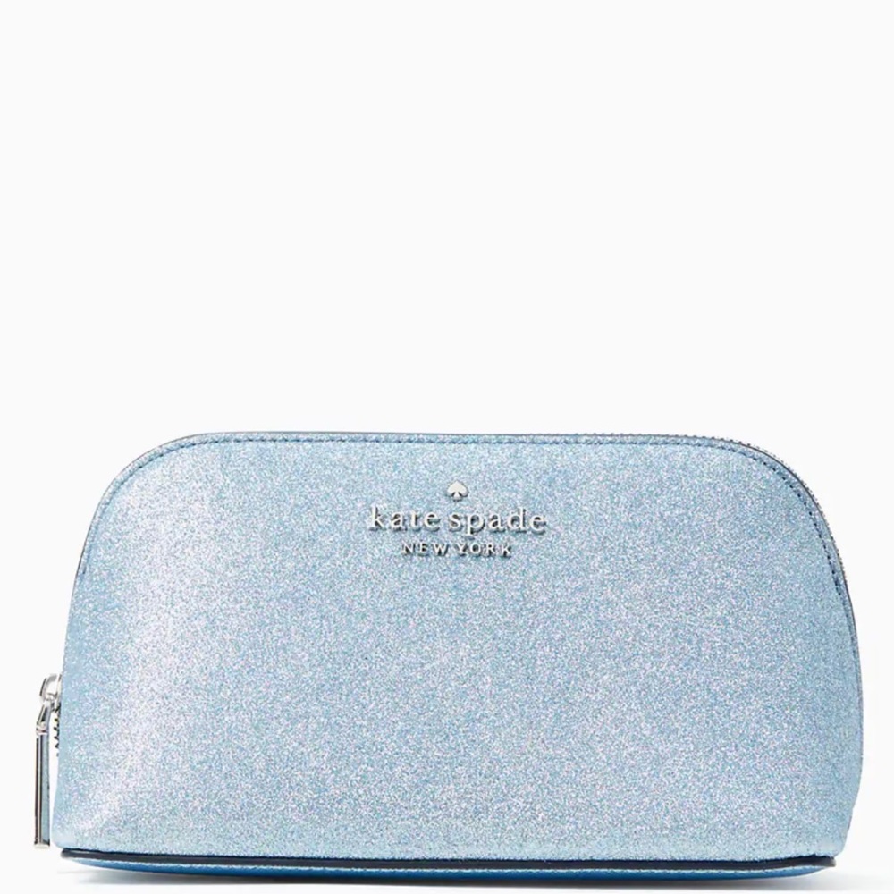 BNWT KATE SPADE BLUE GLITTER COSMETIC BAG 💙